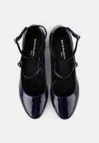 Babies À Talons - Cuir Bleu Navy - Sofia