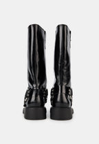 Bottes À Boucles- Cuir Brillant Noir - Talia