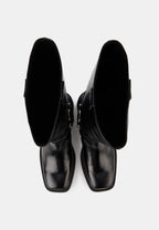 Bottes À Boucles- Cuir Brillant Noir - Talia