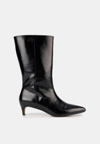 Bottines À Talons - Cuir Noir Brillant - Yolanda