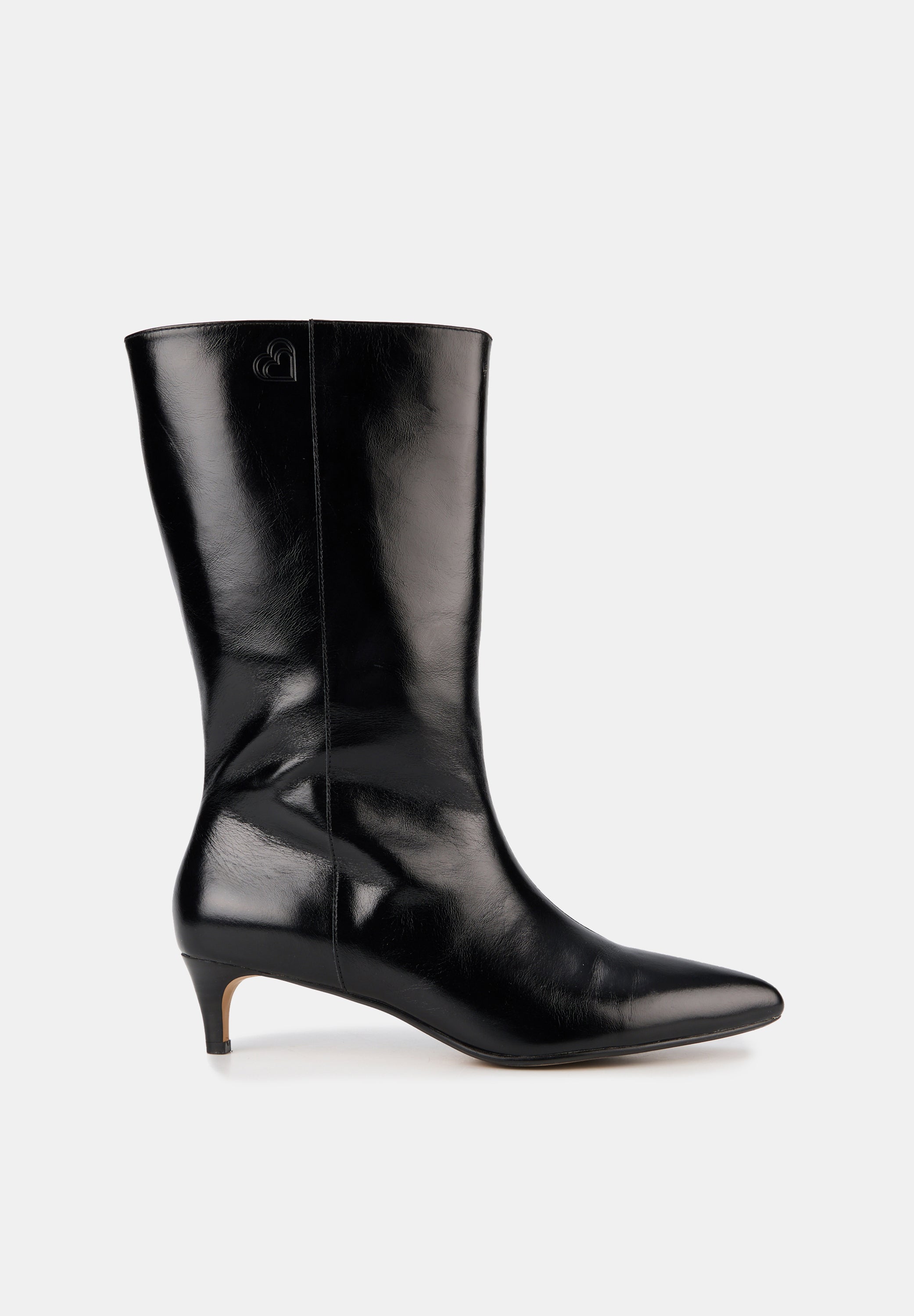 Bottines À Talons - Cuir Noir Brillant - Yolanda
