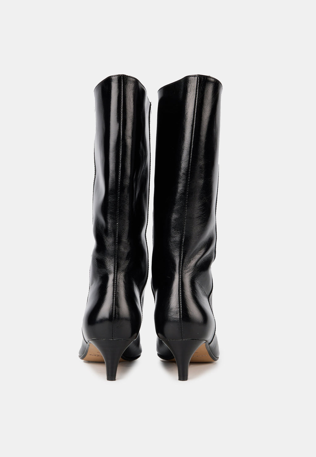 Bottines À Talons - Cuir Noir Brillant - Yolanda