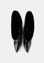 Bottines À Talons - Cuir Noir Brillant - Yolanda