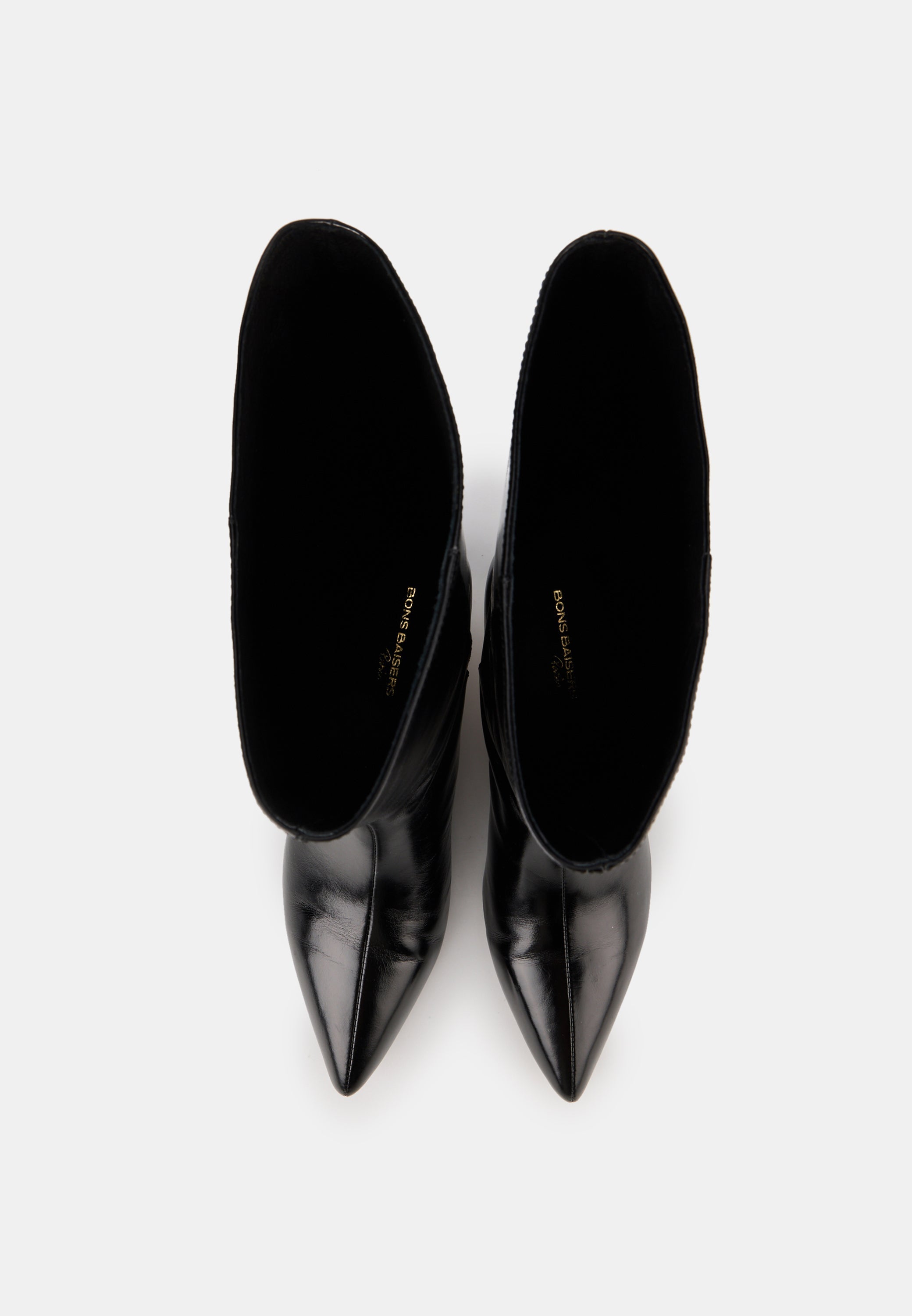Bottines À Talons - Cuir Noir Brillant - Yolanda