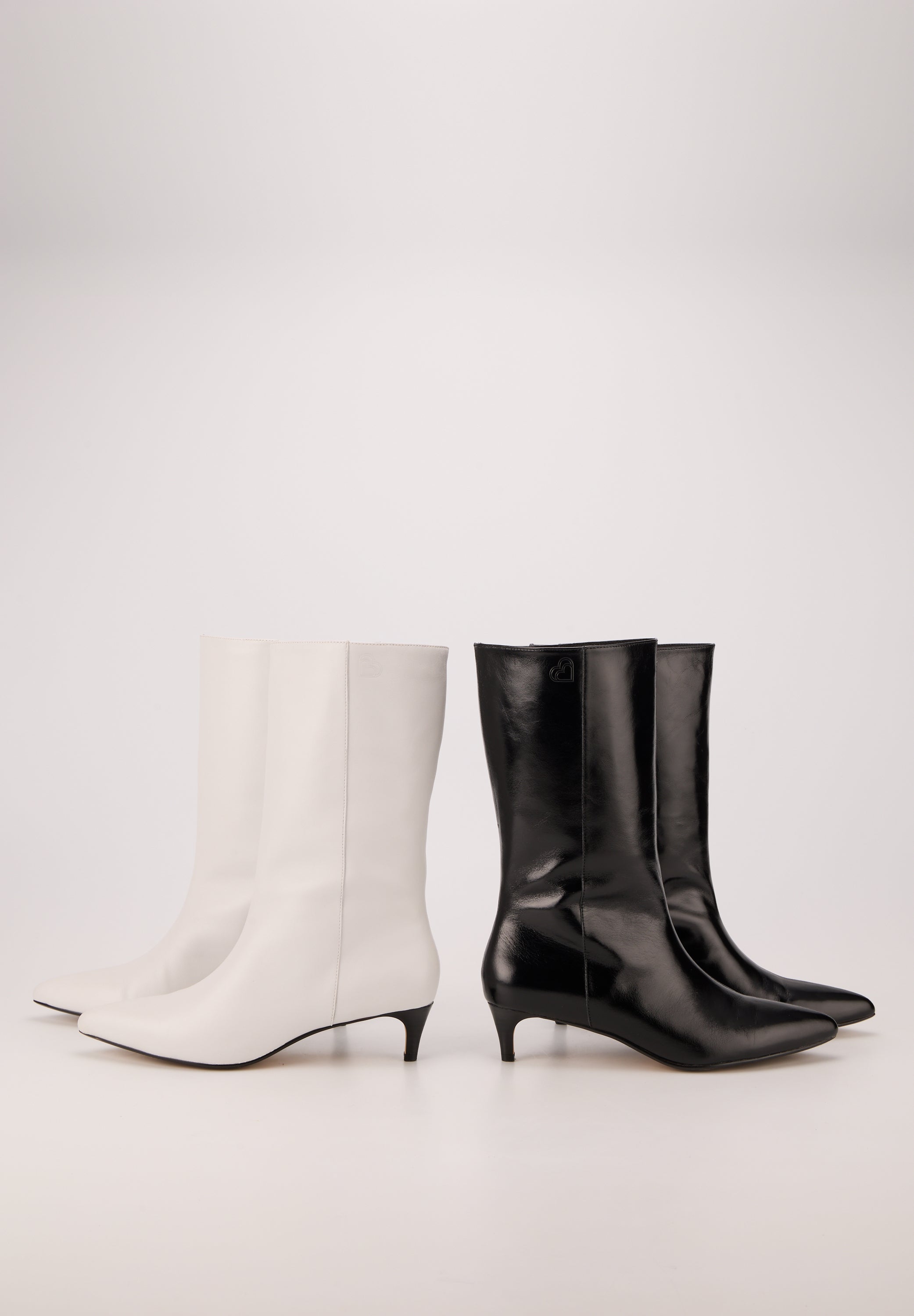 Bottines À Talons - Cuir Noir Brillant - Yolanda