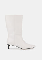 Bottines À Talons - Cuir Lisse Blanc - Yolanda