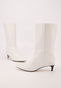 Bottines À Talons - Cuir Lisse Blanc - Yolanda