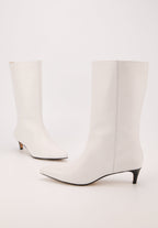 Bottines À Talons - Cuir Lisse Blanc - Yolanda