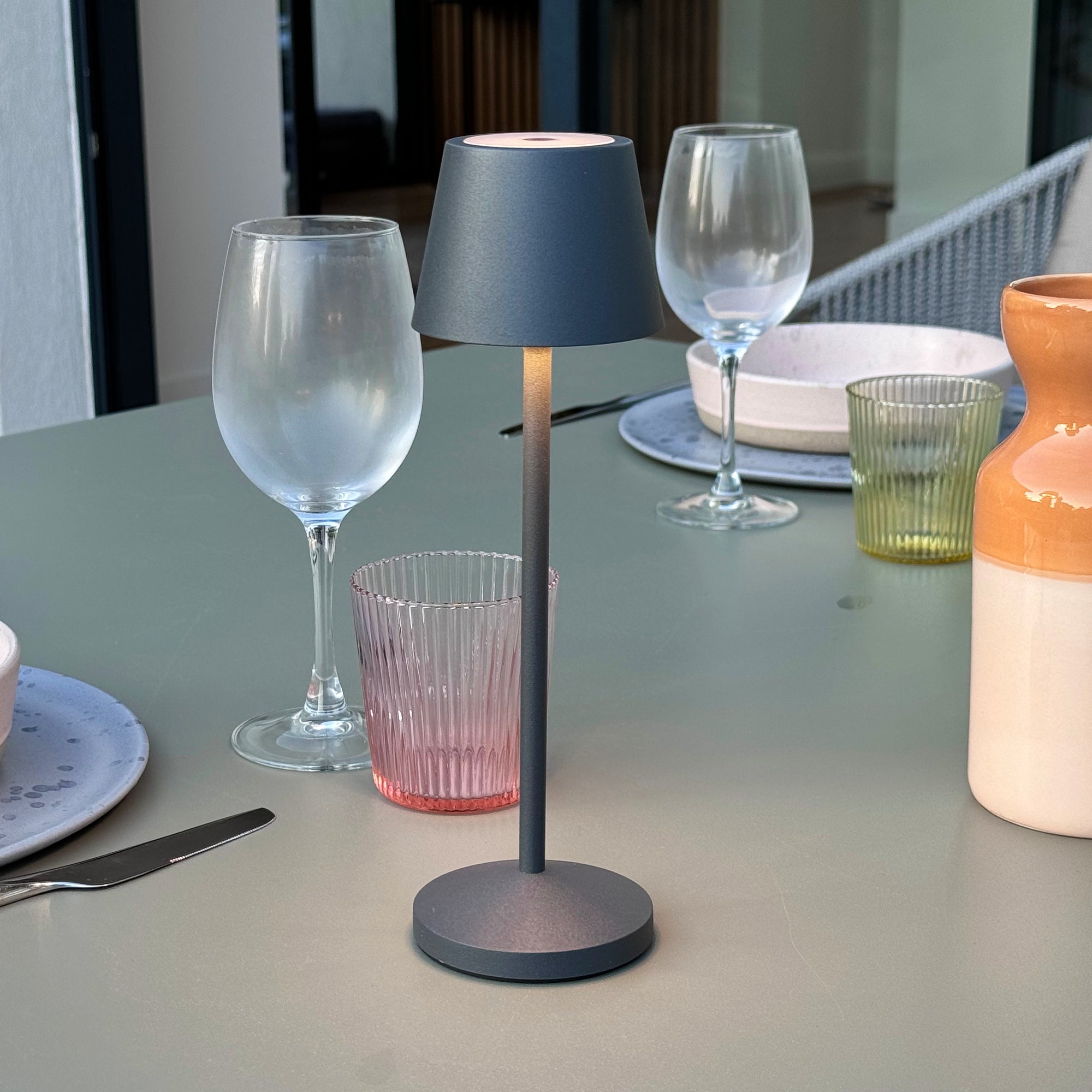 Emily - Lampe De Table Sans Fil - Acier - Gris Anthracite