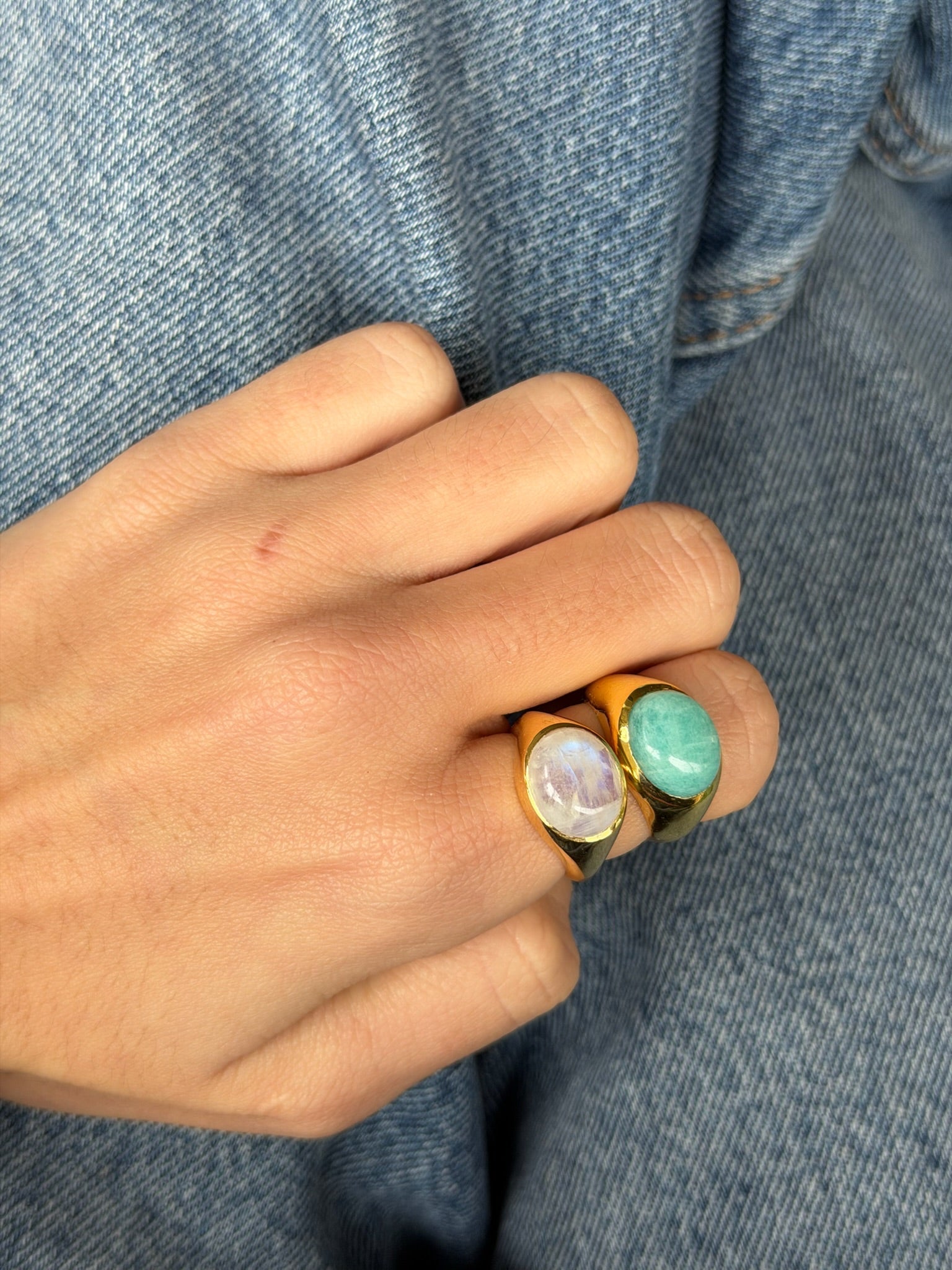 Bague Big Amazonita