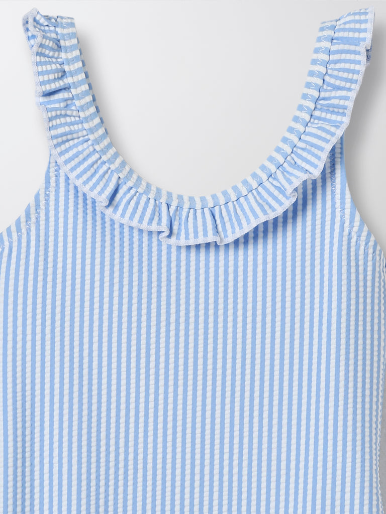 Cyrillus - Maillot De Bain - Bleu Clair Raye - Bébé