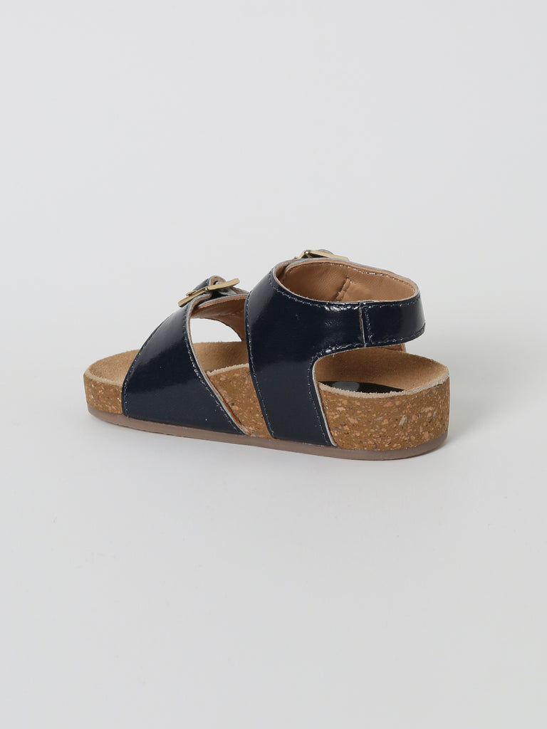 Cyrillus - Sandale Double Boucle - Bleu Fonce Uni - Bébé