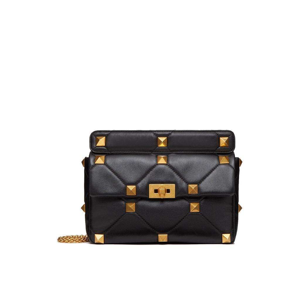 Valentino Garavani Roman Stud Medium Shoulder Bag - Black - Femme