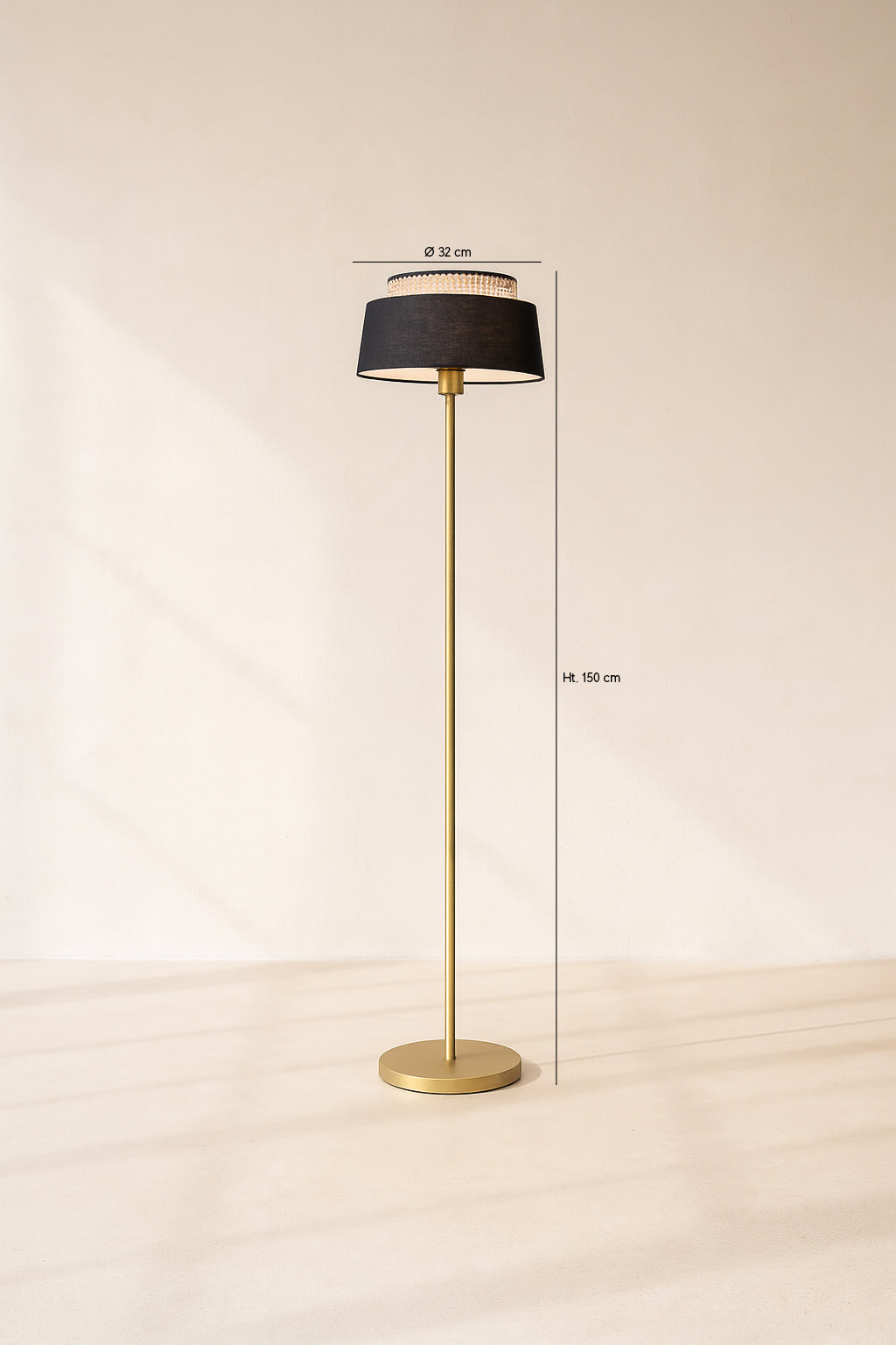 Avero - Lampadaire - Métal - Noir Et Doré