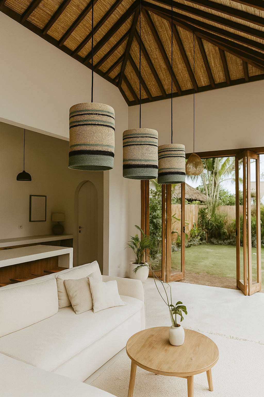 Barbade - Suspension - Jonc De Mer - Vert/Naturel