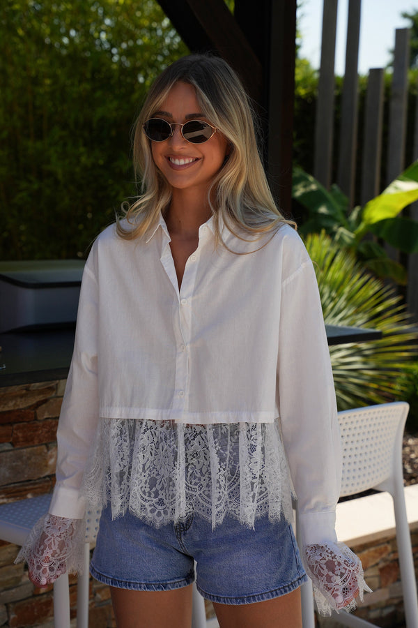 Blouse Dentelle Alica - Blanche