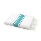 St Tropez - Fouta Blanche - Blanc/Vert Turquoise