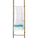 St Tropez - Fouta Blanche - Blanc/Vert Turquoise
