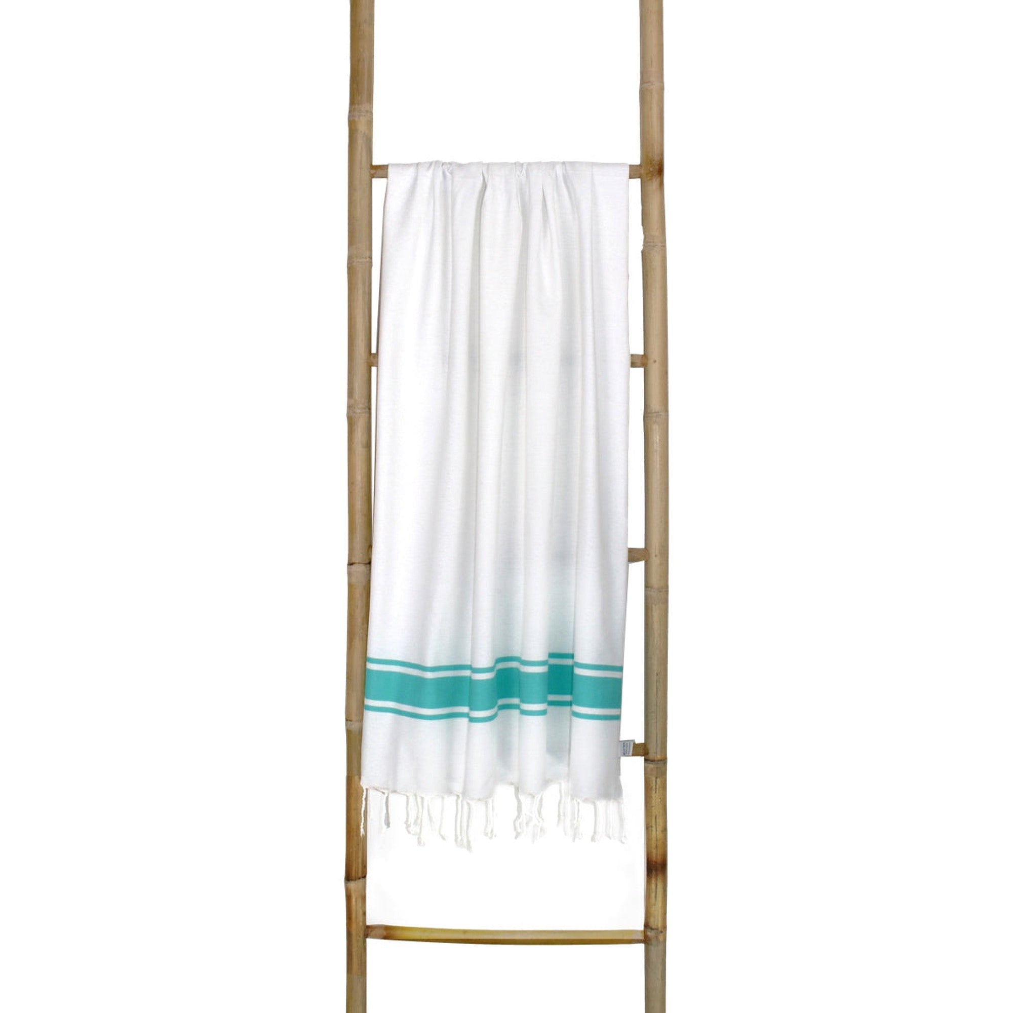 St Tropez - Fouta Blanche - Blanc/Vert Turquoise