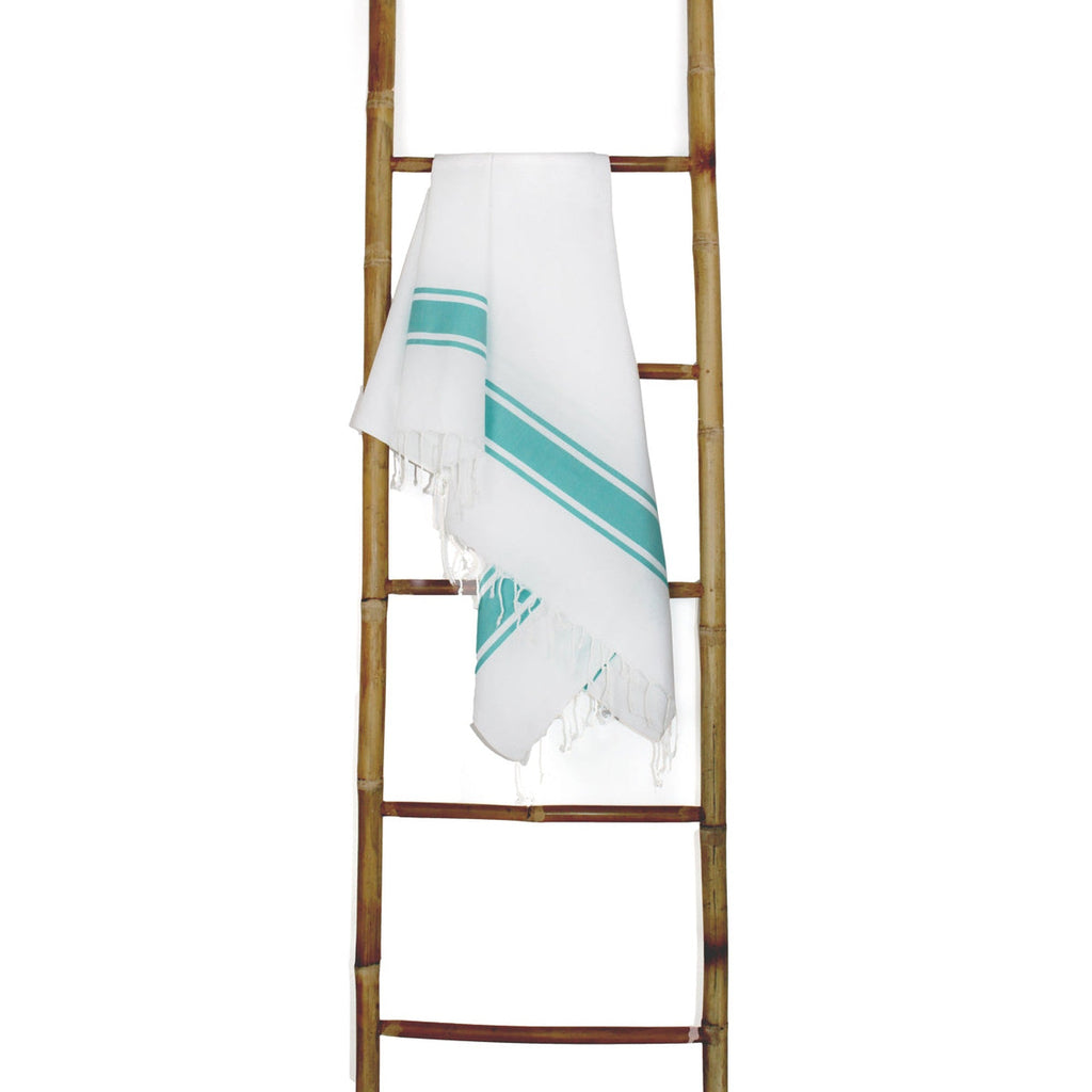 St Tropez - Fouta Blanche - Blanc/Vert Turquoise