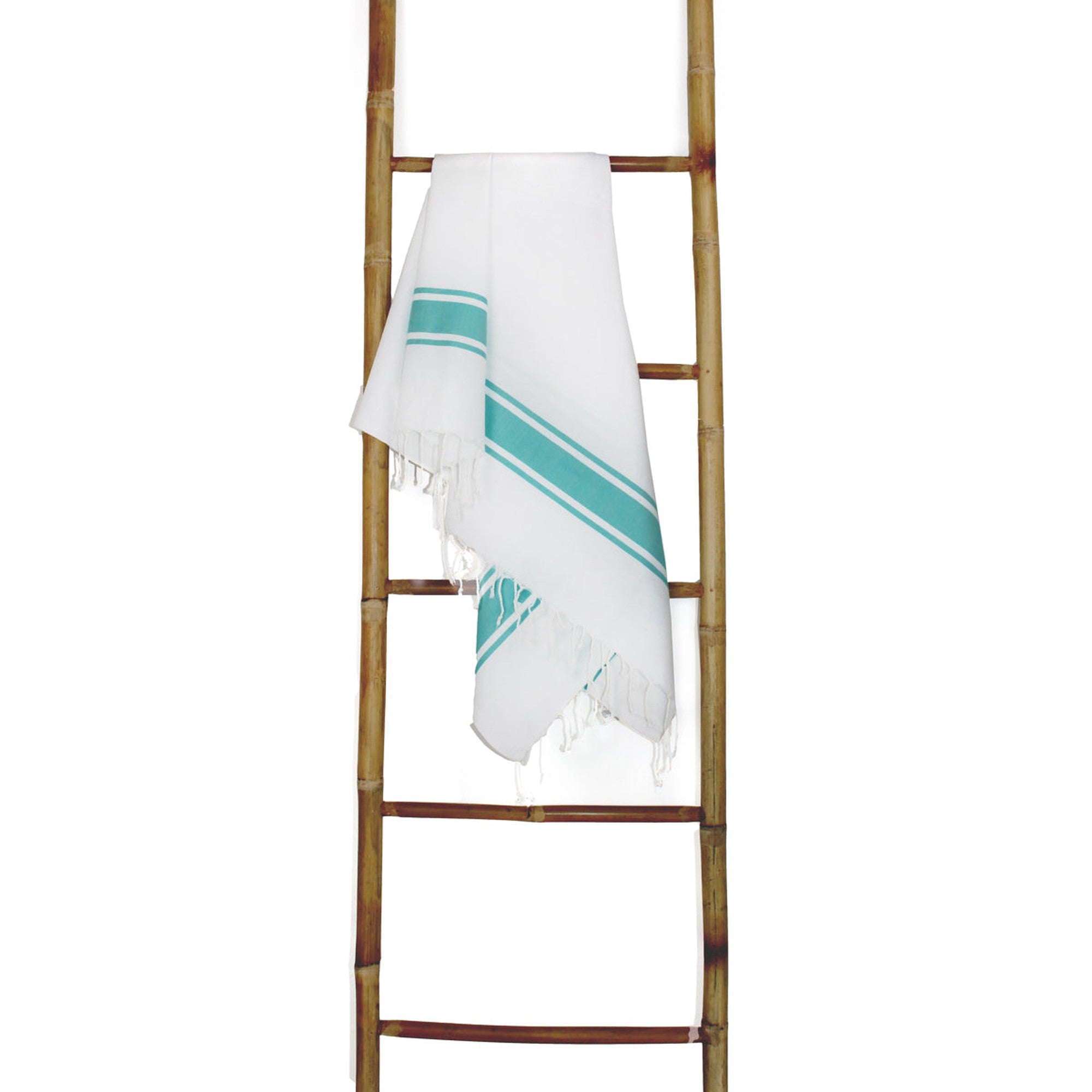 St Tropez - Fouta Blanche - Blanc/Vert Turquoise