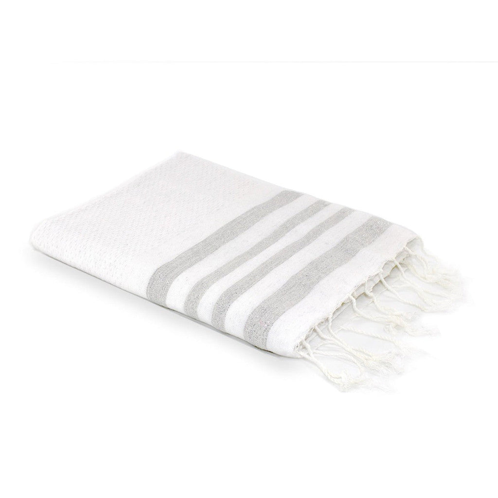 Hamptons - Fouta Nid D'Abeille - Blanc/Argent