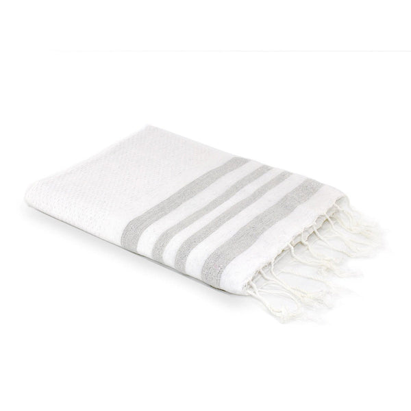 Hamptons - Fouta Nid D'Abeille - Blanc/Argent