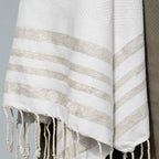 Hamptons - Fouta Nid D'Abeille - Blanc/Argent