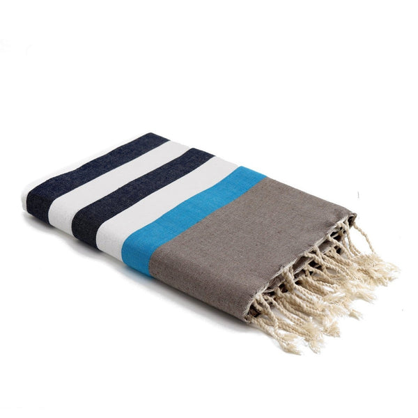 Arcachon - Fouta Tricolore - Bleu Jean/Bleu Azur