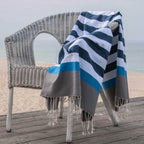 Arcachon - Fouta Tricolore - Bleu Jean/Bleu Azur