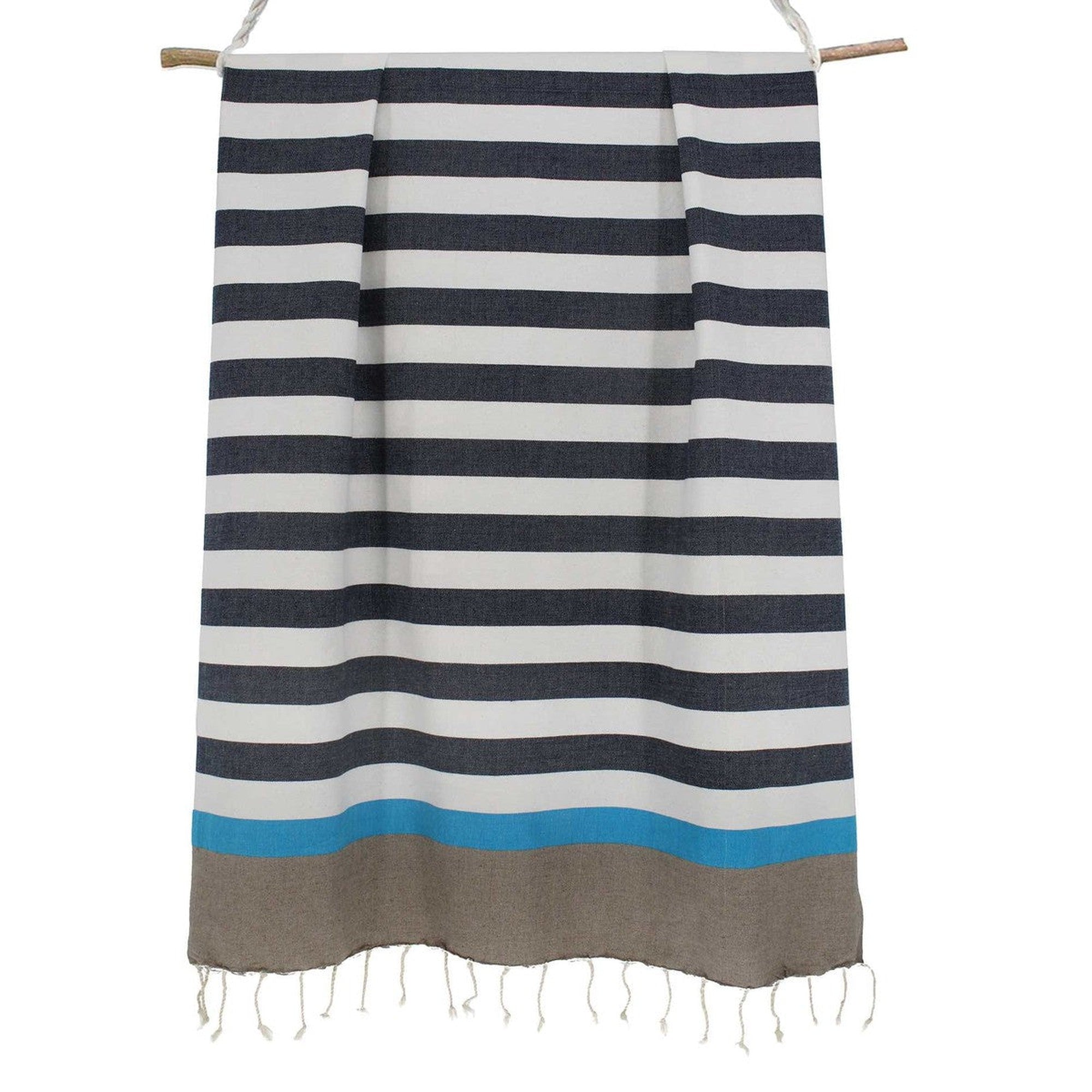 Arcachon - Fouta Tricolore - Bleu Jean/Bleu Azur