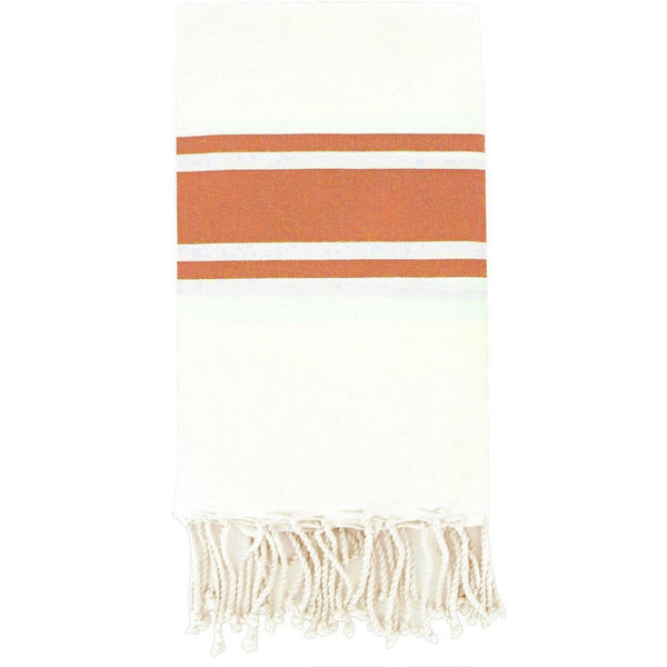 St Tropez - Fouta Blanche - Blanc/Orange Corail