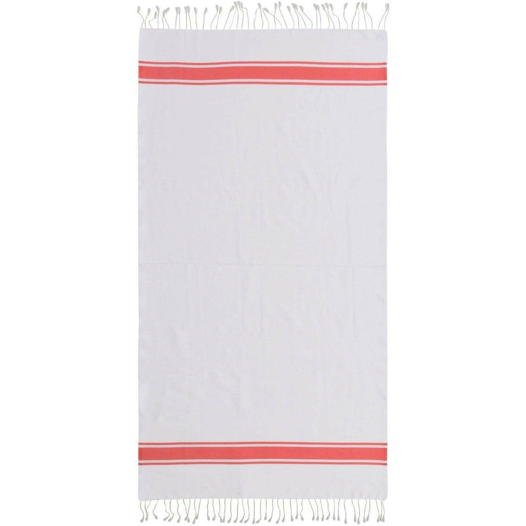 St Tropez - Fouta Blanche - Blanc/Orange Corail