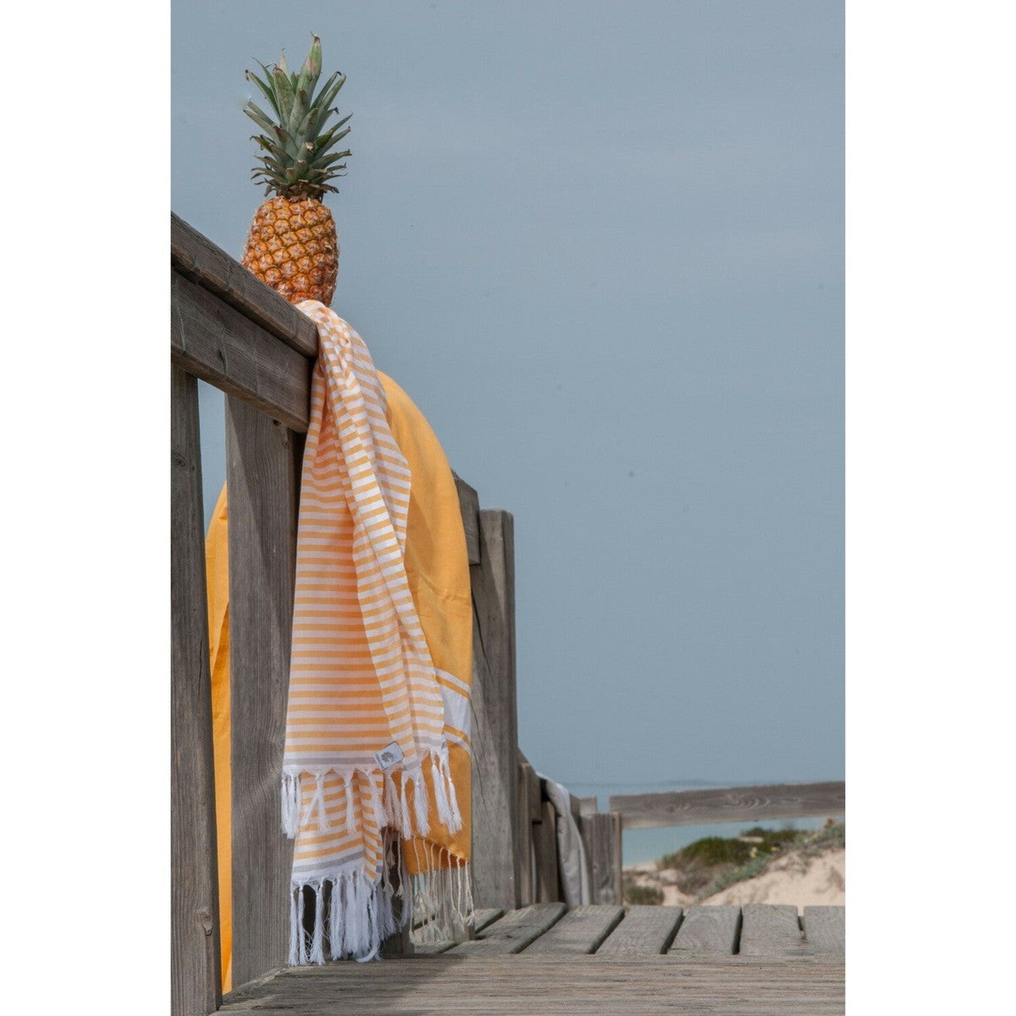 Bora Bora - Fouta Paréo - Jaune Safran/Gris Perle