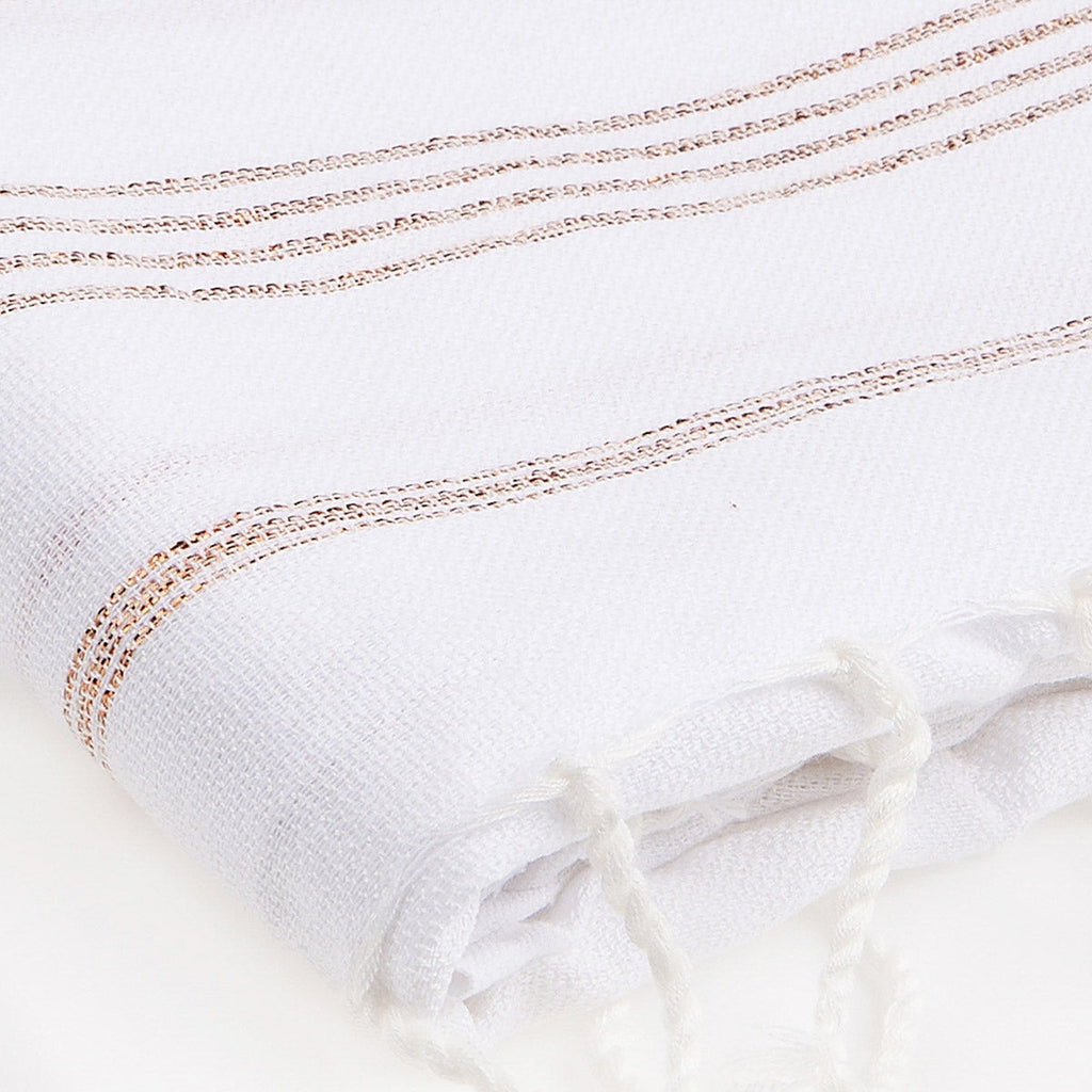 Mykonos - Fouta - Blanc/Cuivre