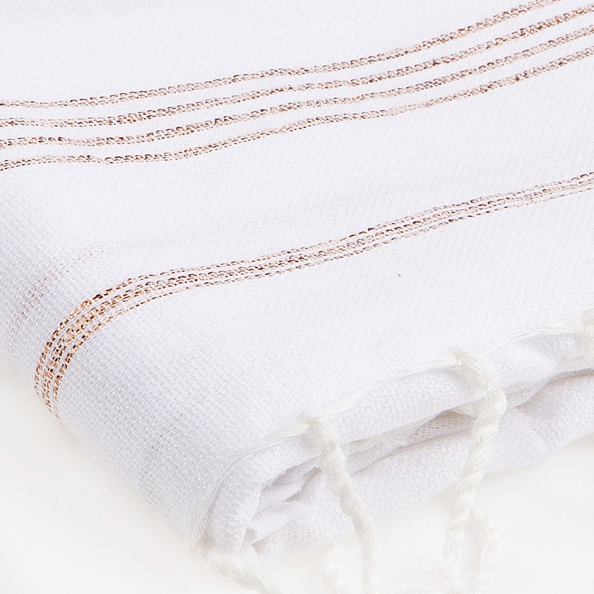 Mykonos - Fouta - Blanc/Cuivre
