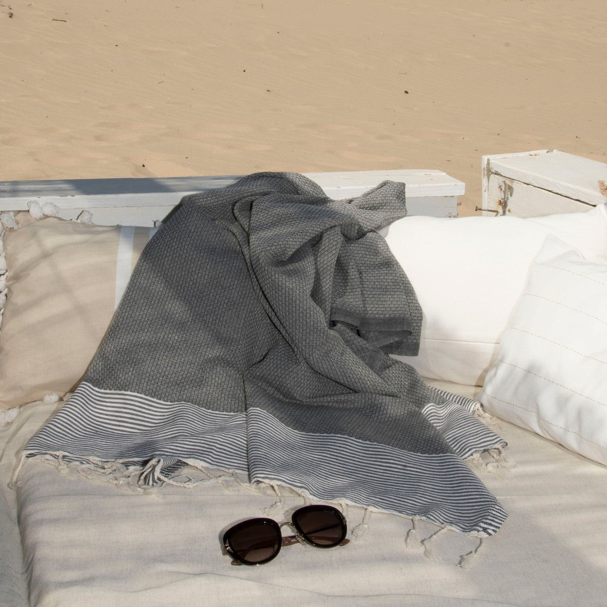 Ibiza - Fouta Nid D'Abeille - Gris Moyen