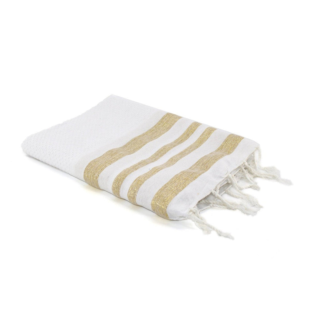 Hamptons - Fouta Nid D'Abeille - Blanc/Or