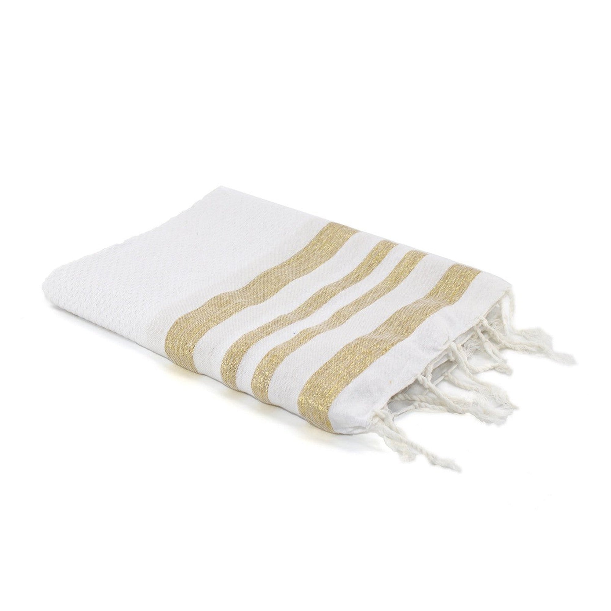 Hamptons - Fouta Nid D'Abeille - Blanc/Or