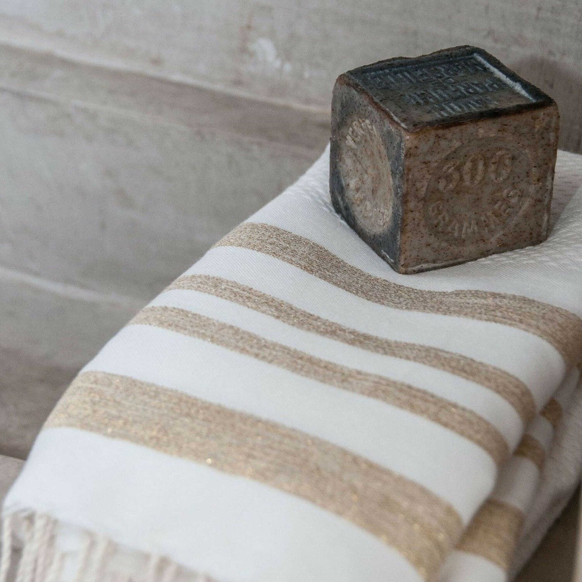 Hamptons - Fouta Nid D'Abeille - Blanc/Or