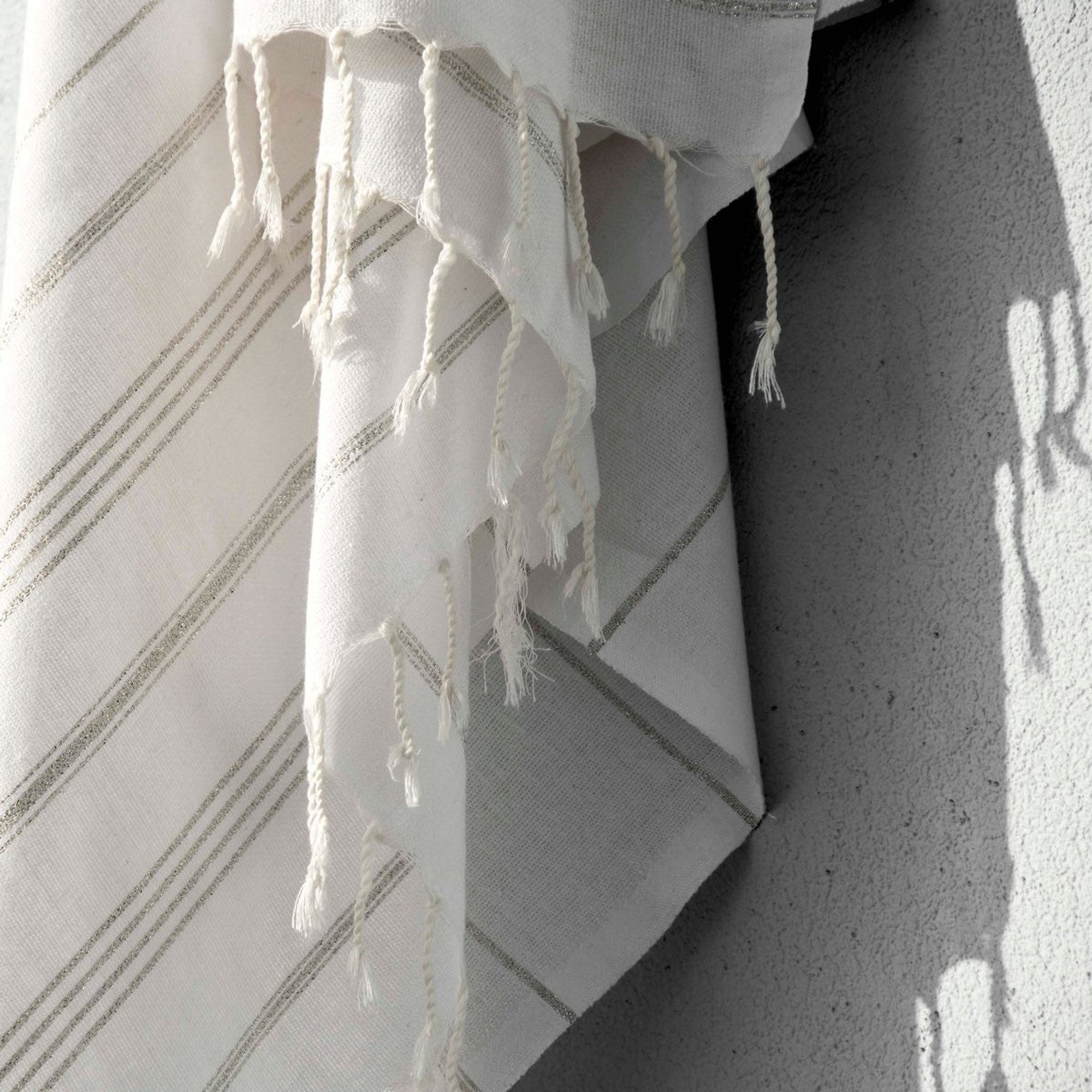 Mykonos - Fouta - Blanc/Argent