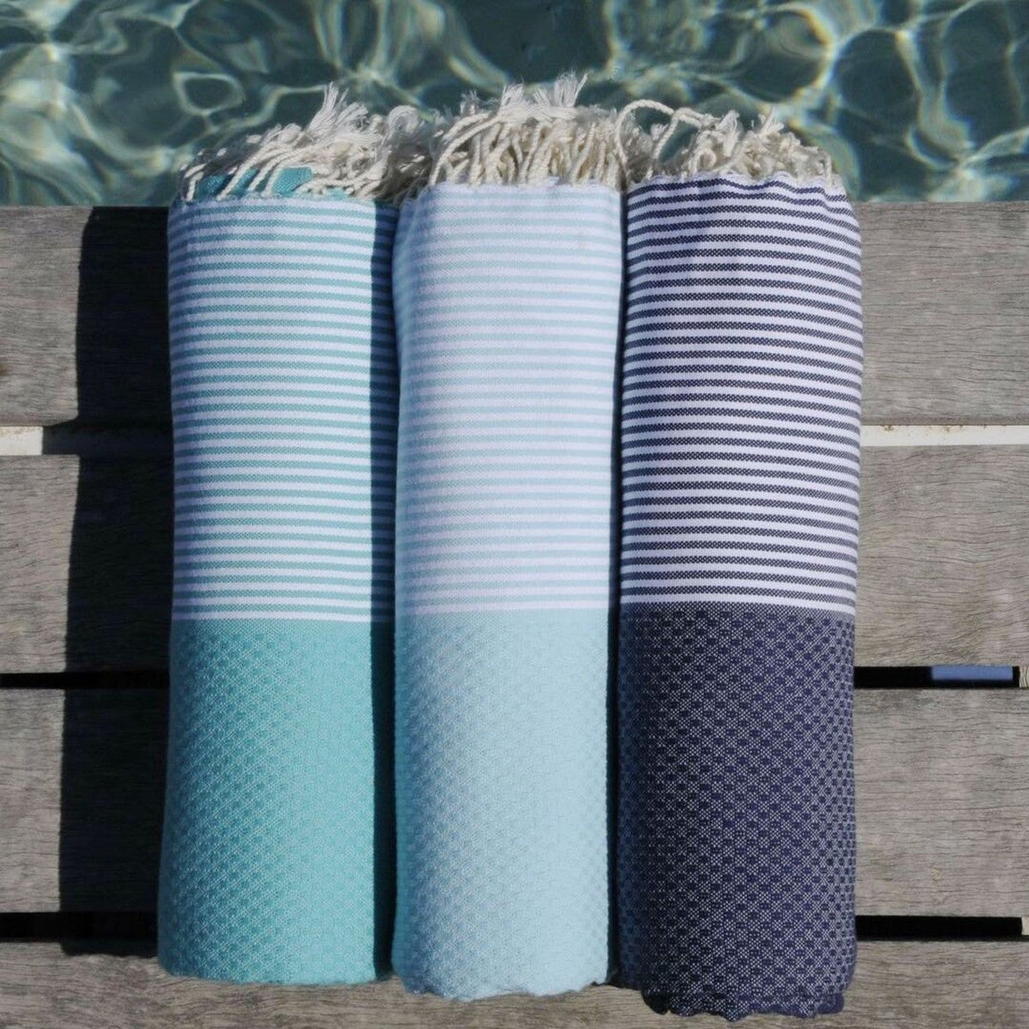 Ibiza - Fouta Nid D'Abeille - Bleu Aqua