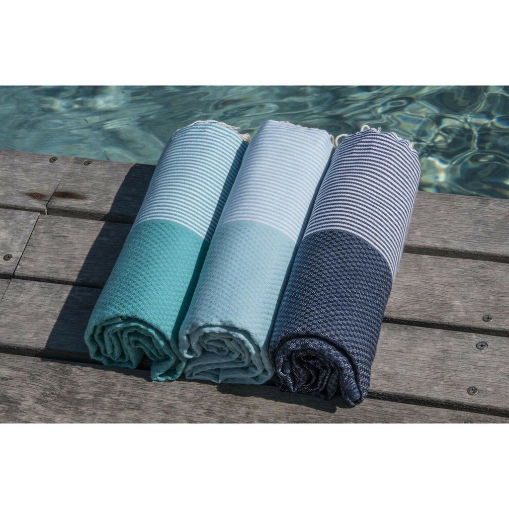 Ibiza - Fouta Nid D'Abeille - Bleu Aqua