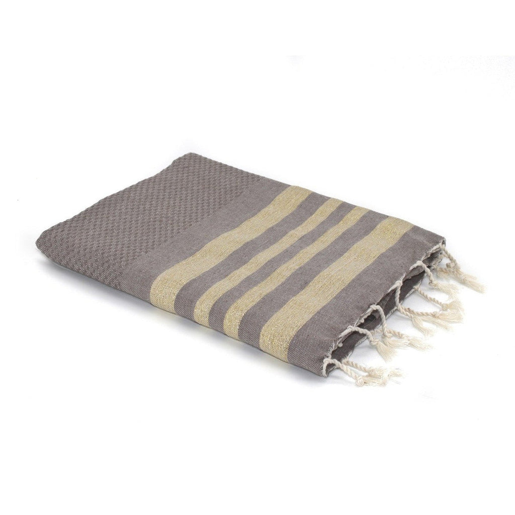Hamptons - Fouta Nid D'Abeille - Taupe Clair/Or
