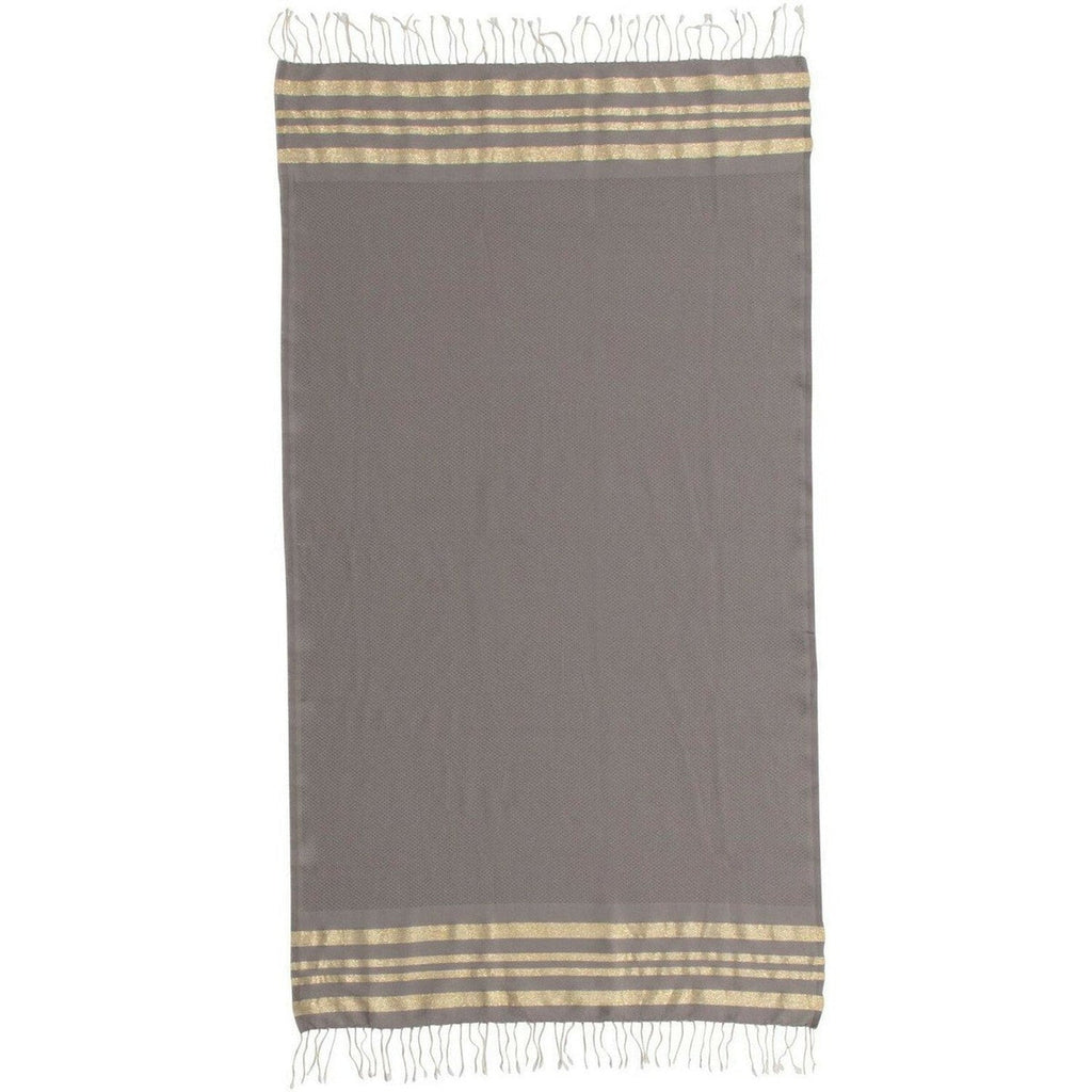 Hamptons - Fouta Nid D'Abeille - Taupe Clair/Or