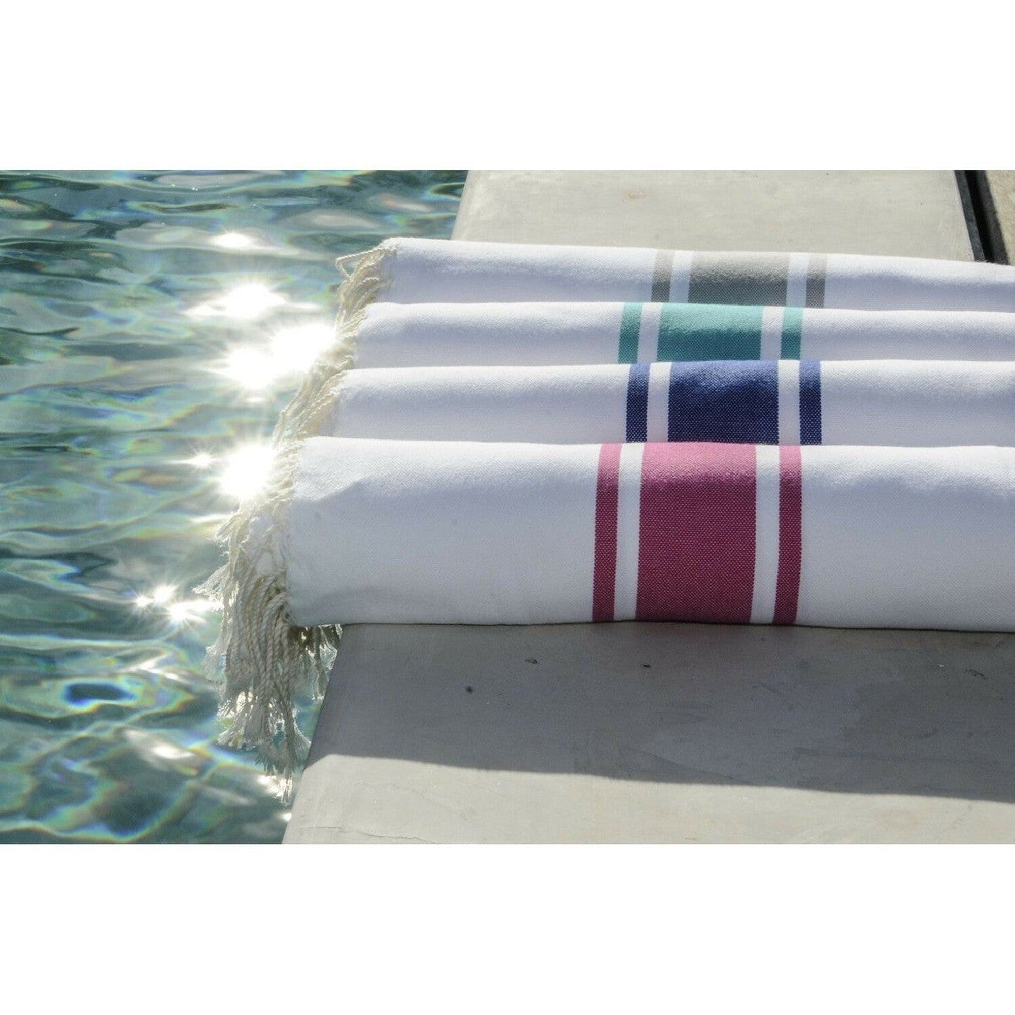 St Tropez - Fouta Blanche - Blanc/Bleu Grec