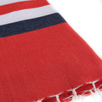 Arcachon - Fouta Tricolore - Rouge/Bleu Jean