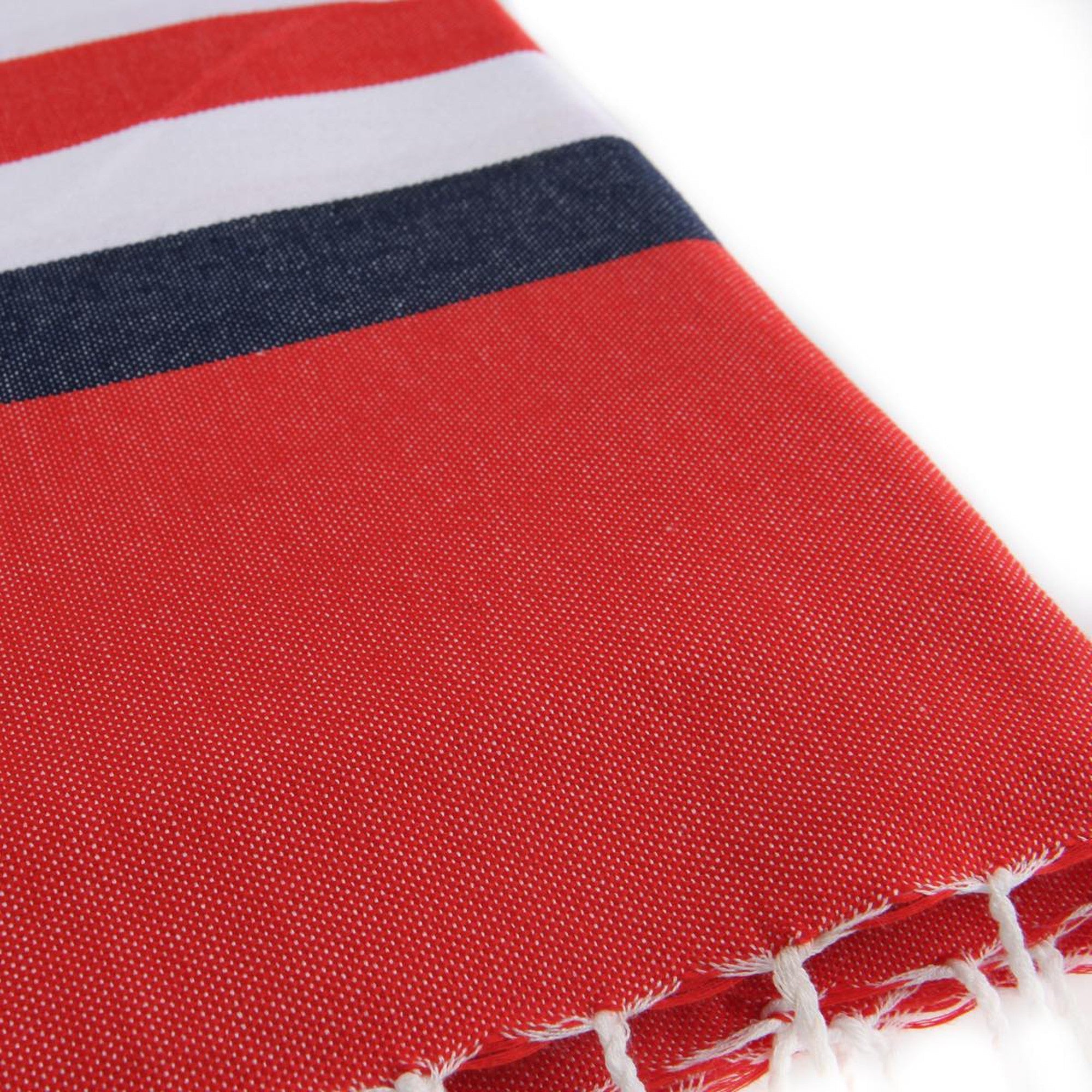 Arcachon - Fouta Tricolore - Rouge/Bleu Jean