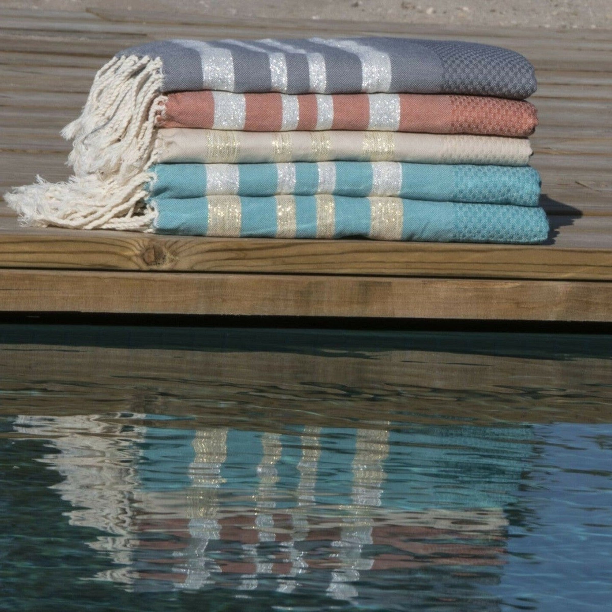 Hamptons - Fouta Nid D'Abeille - Gris Moyen/Argent