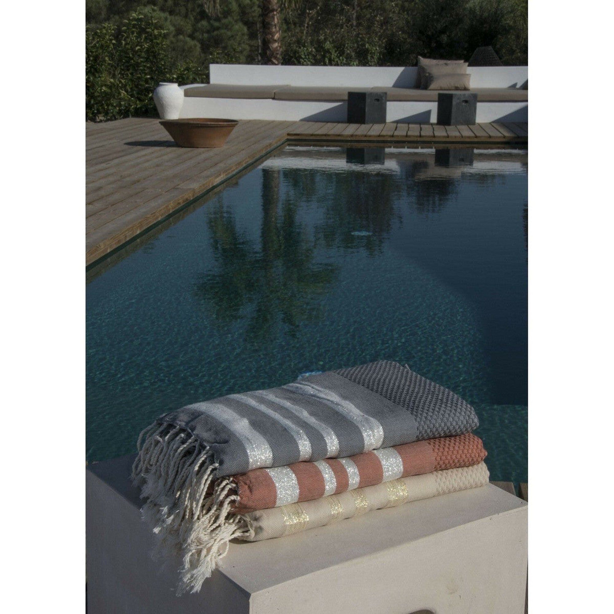 Hamptons - Fouta Nid D'Abeille - Gris Moyen/Argent